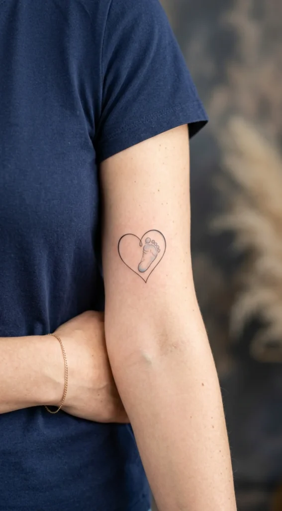 Baby Footprint Inside Heart Outline