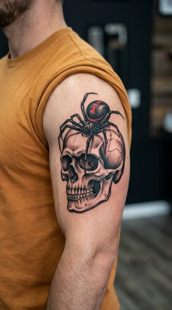 Black Widow on a Skull