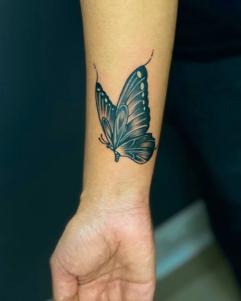 Black and Grey Shades Butterfly Tattoo