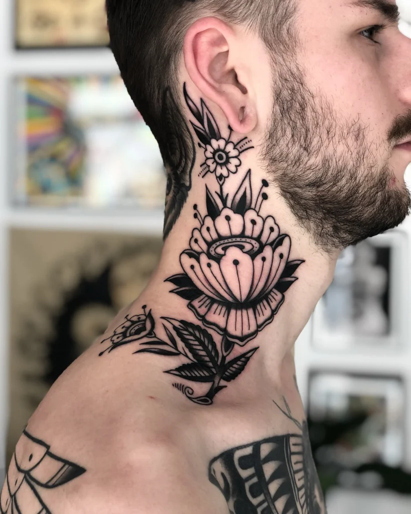 Bold Neo-Traditional Floral Blackwork