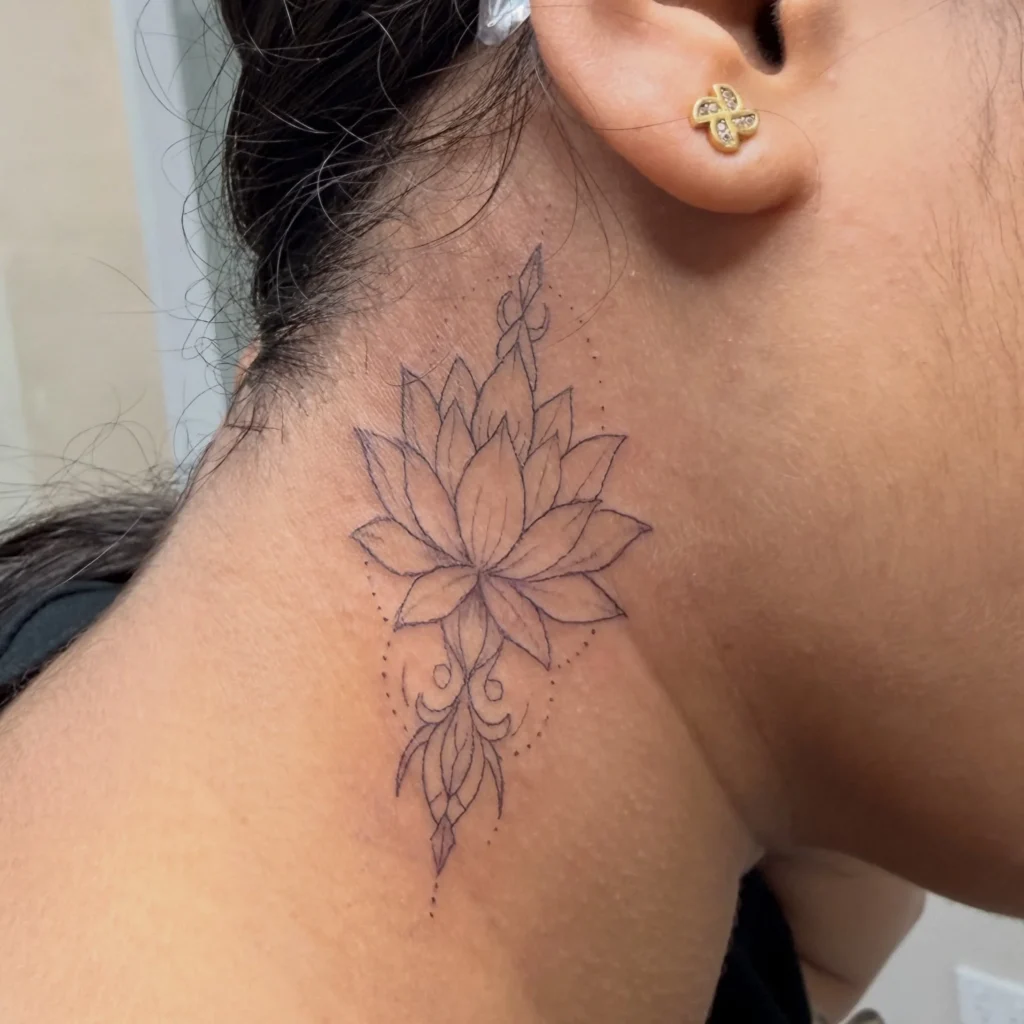 Fineline Lotus Flower Tattoo
