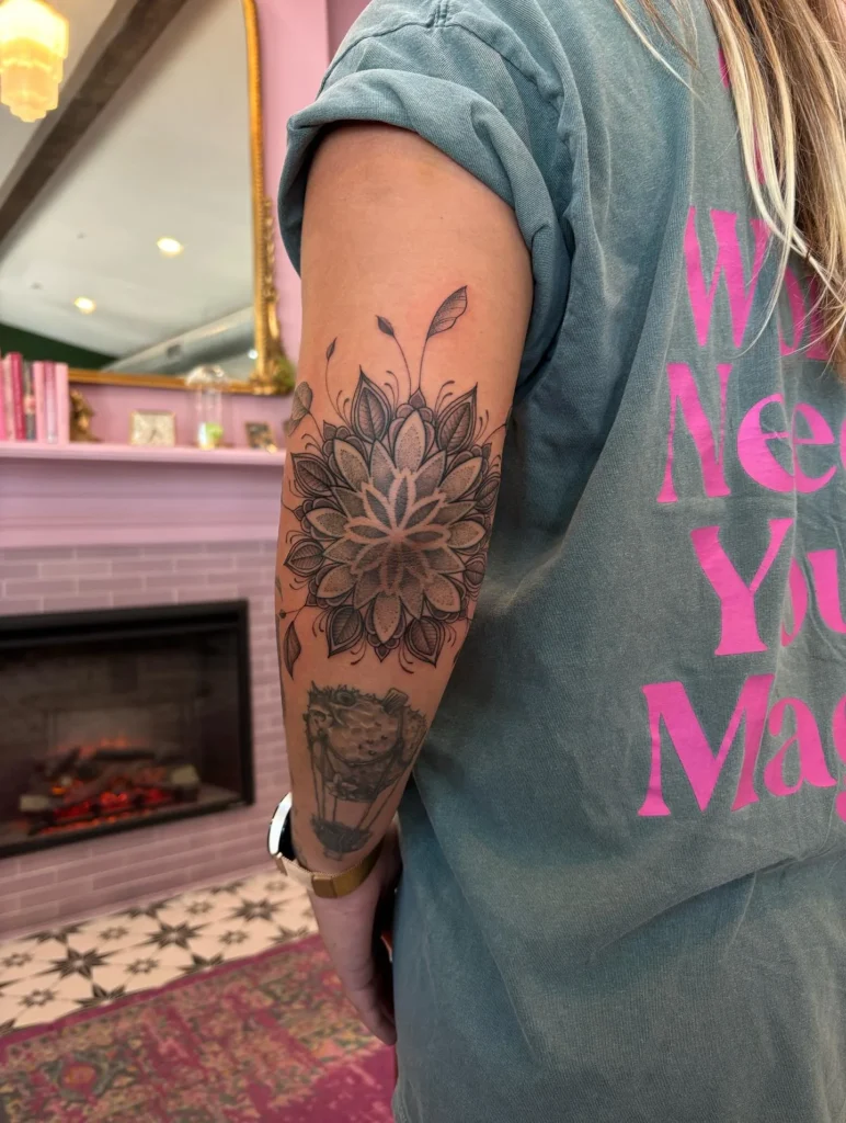Geometric Mandala with Heavy Dotwork