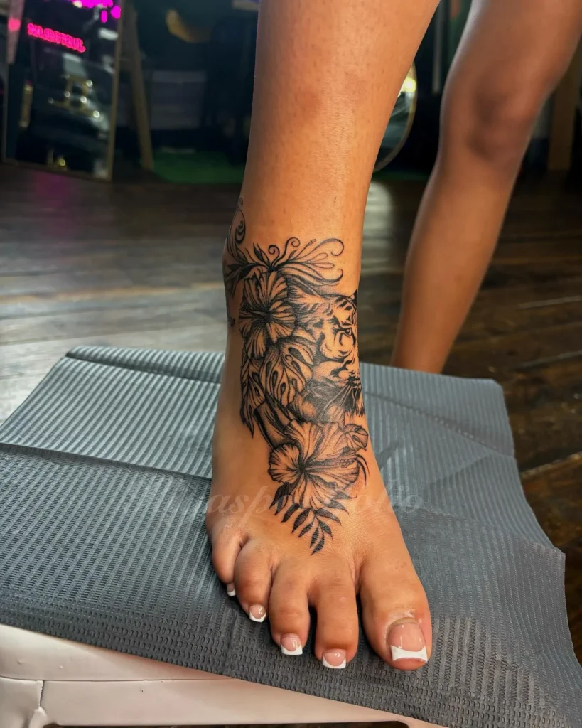 Hibiscus Flower and Libra Tattoo