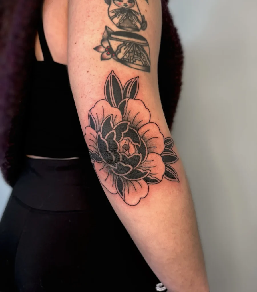 High-Contrast Traditional Peony