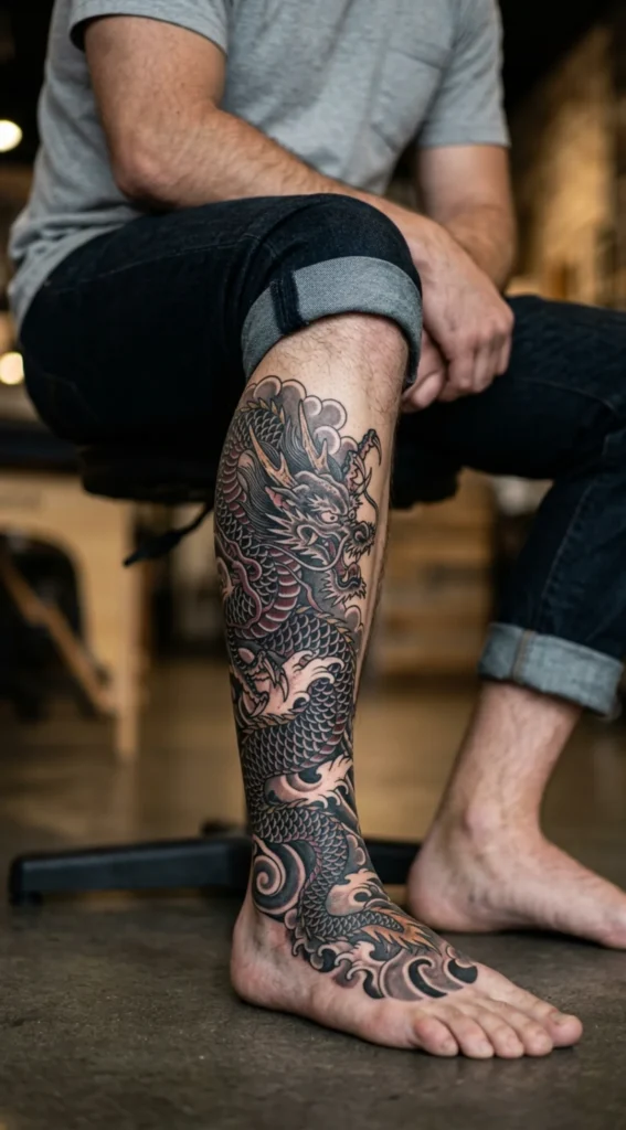 Japanese Dragon Foot Tattoo