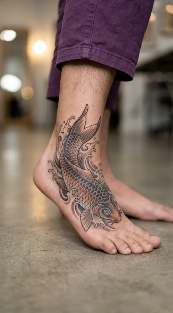 Koi Fish Foot Tattoo