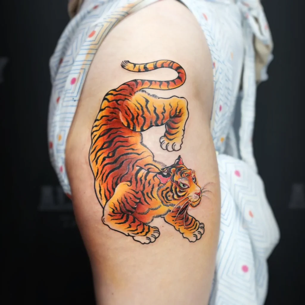 Maternal Neo-Traditional Tiger Portrait