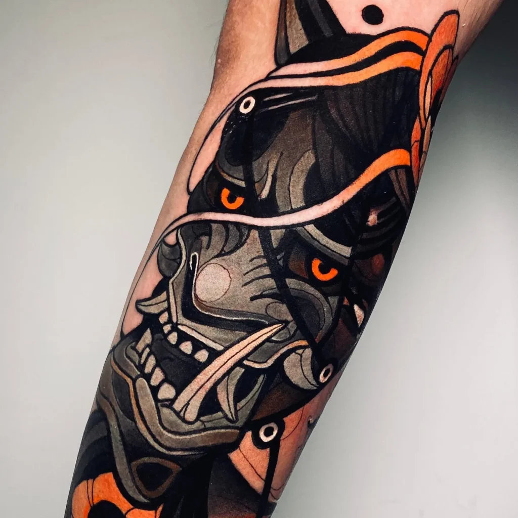 Modern Hannya Mask with Glowing Accents