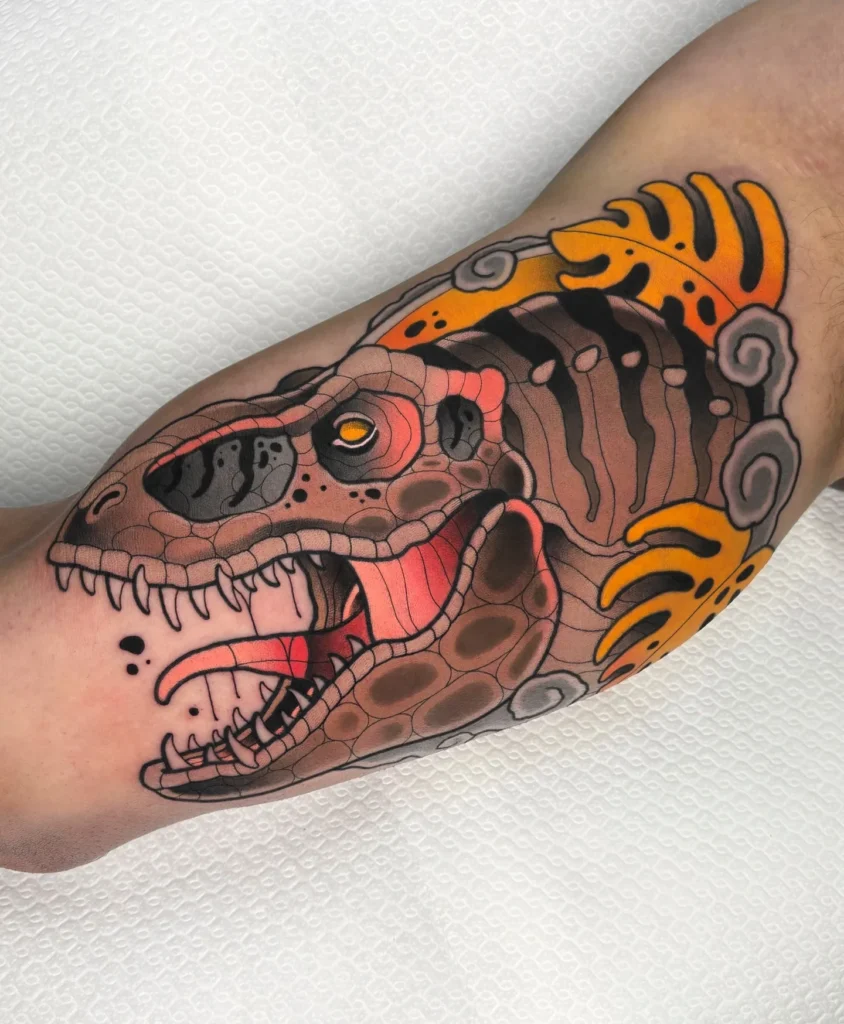 Neo Traditional Dinosaur Tattoo