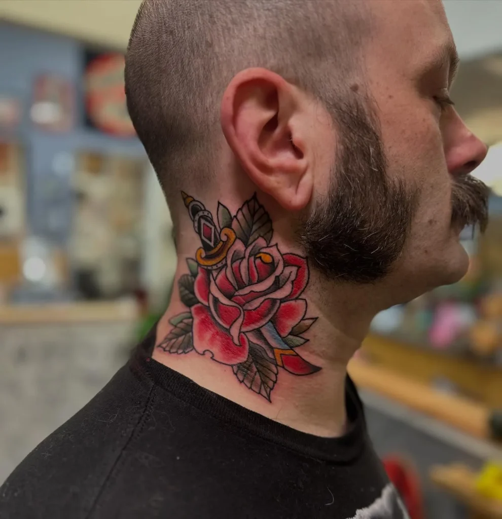 Neo-Traditional Rose and Dagger