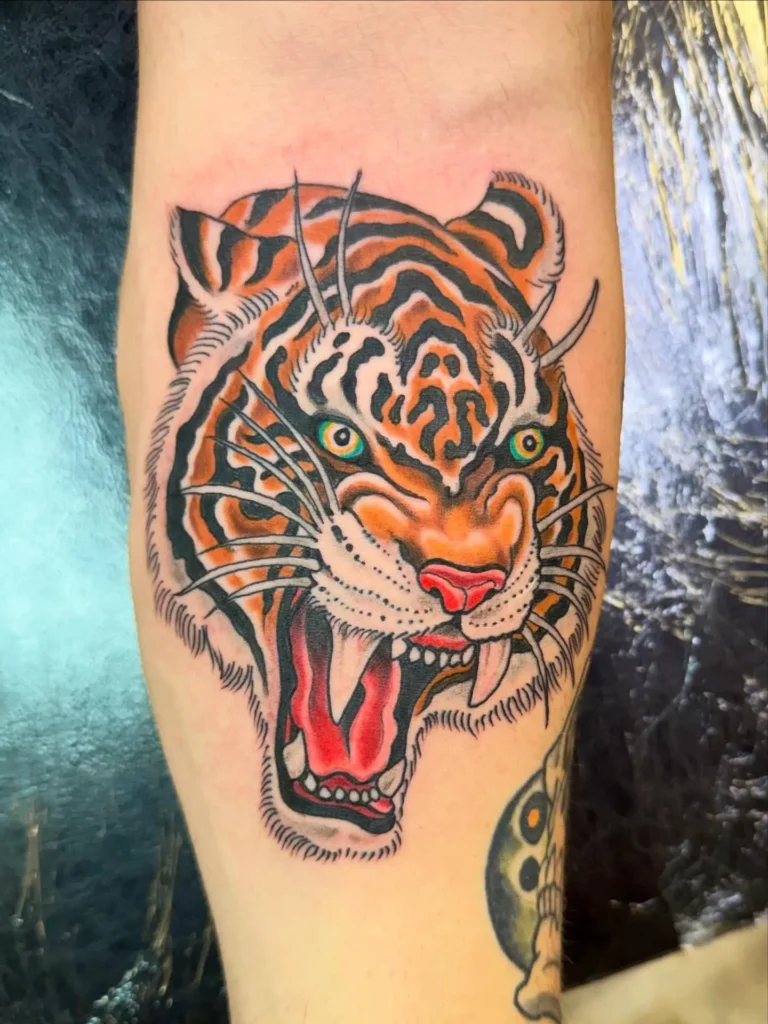 Neo Traditional Tiger Head Tattoo