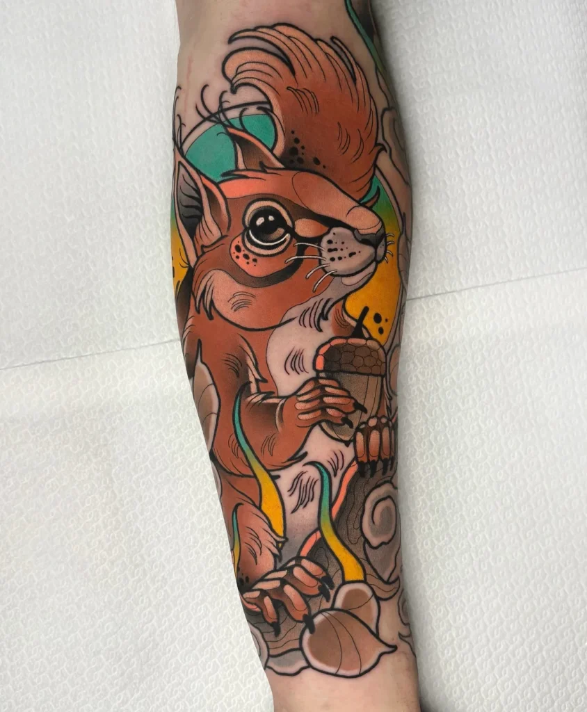 Neo Traditional Woodland Squirrel Portrait