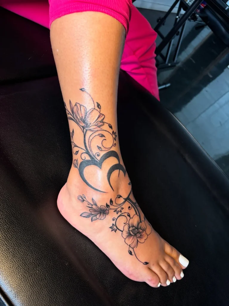Ornate Floral Wrap with Bold Heart Accents