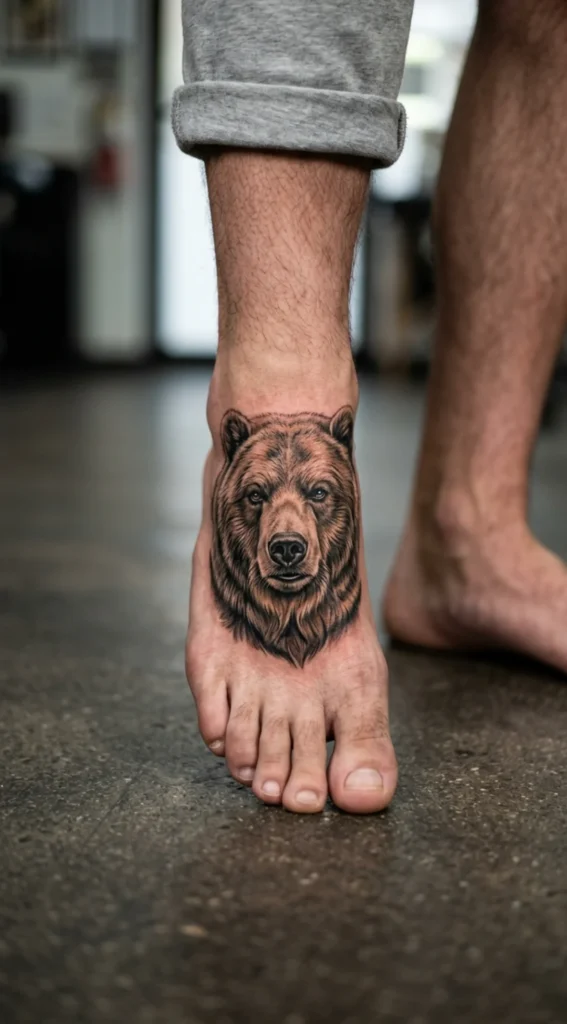 Realistic Bear Foot Tattoo