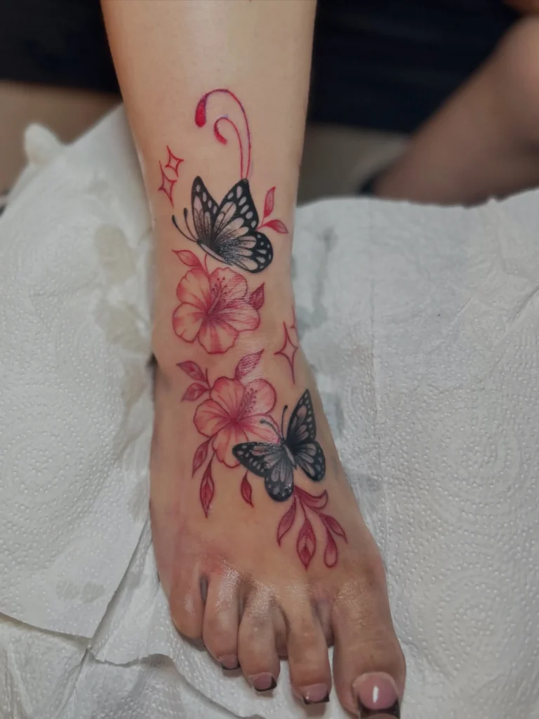 Red Hibiscus and Butterfly Fusion