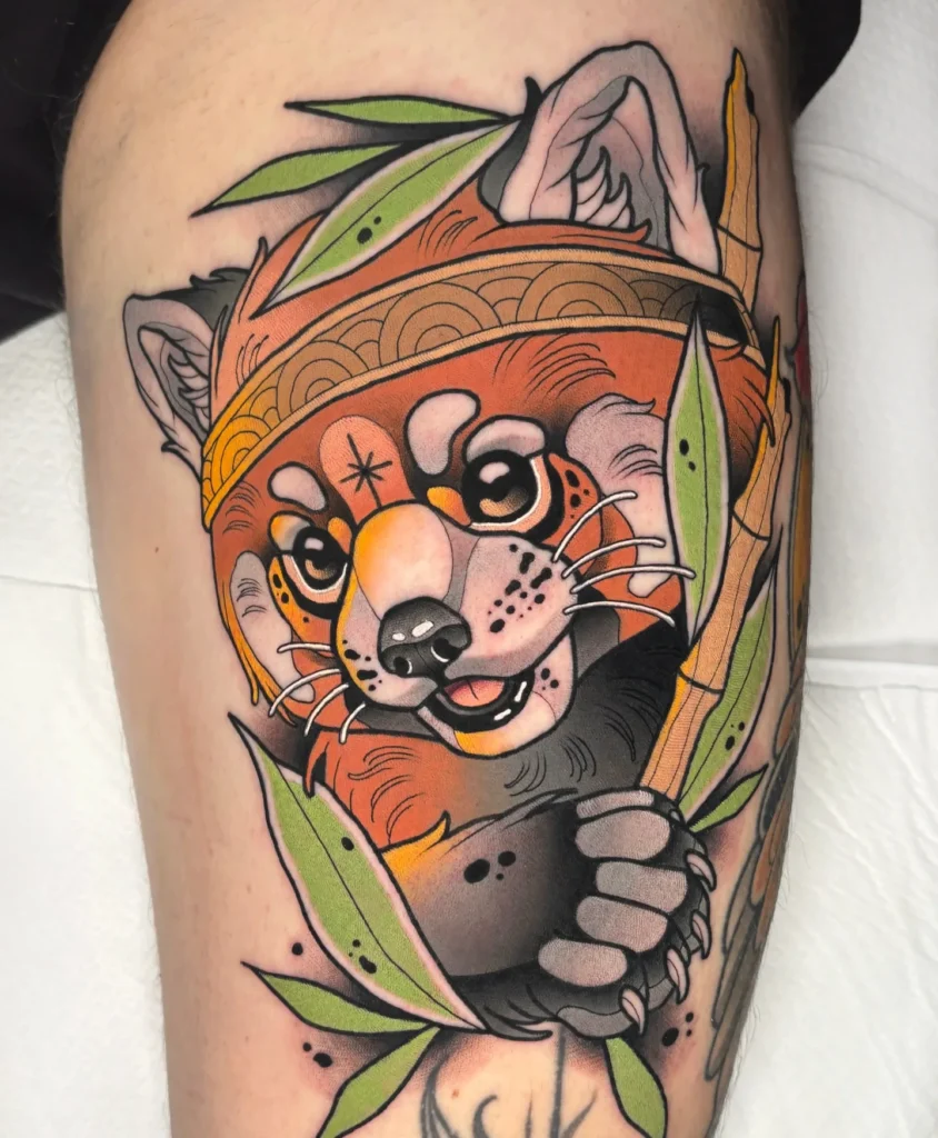 Red Panda with Bamboo Accents