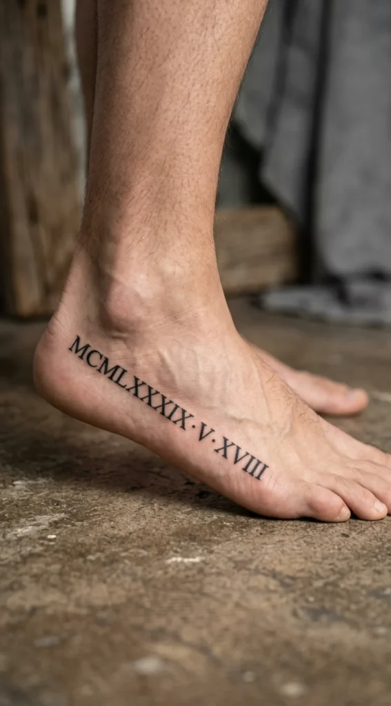 Roman Numeral Foot Tattoo