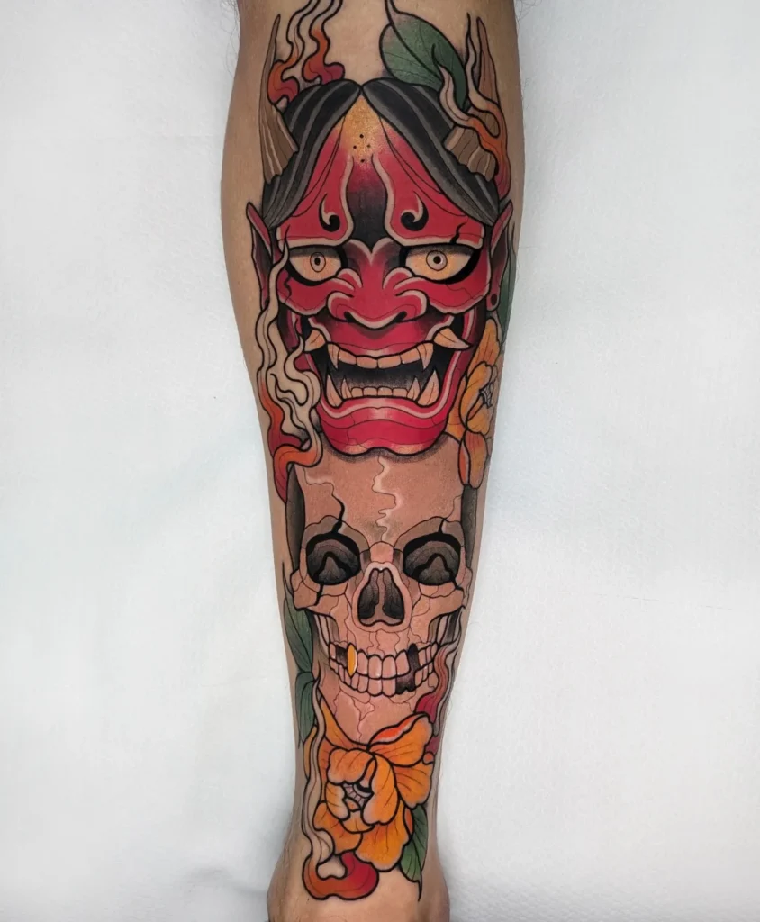 Saturated Hannya Mask and Skull