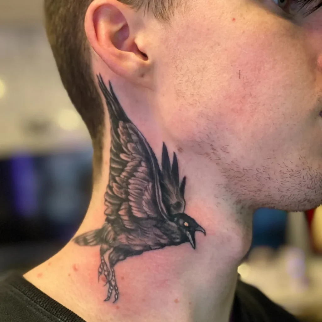 Soaring Crow in Deep Greyscale