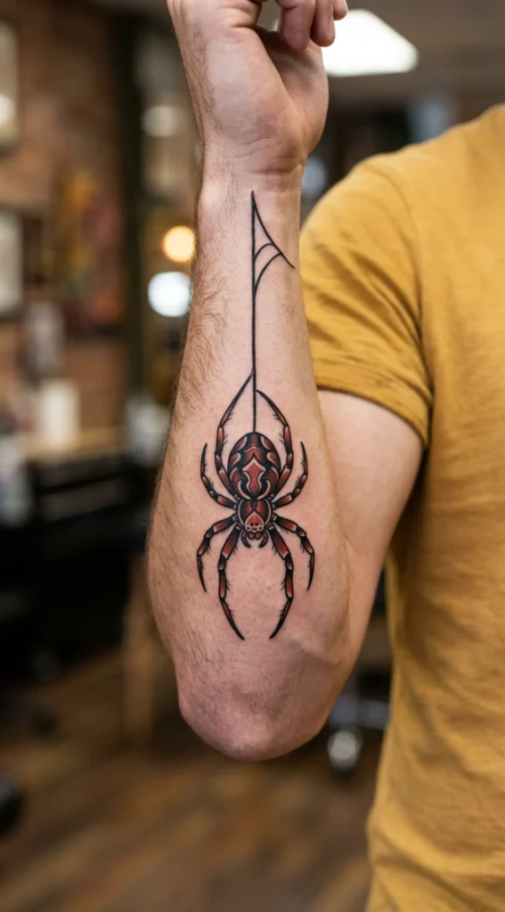 Spider Hanging From a Web Thread