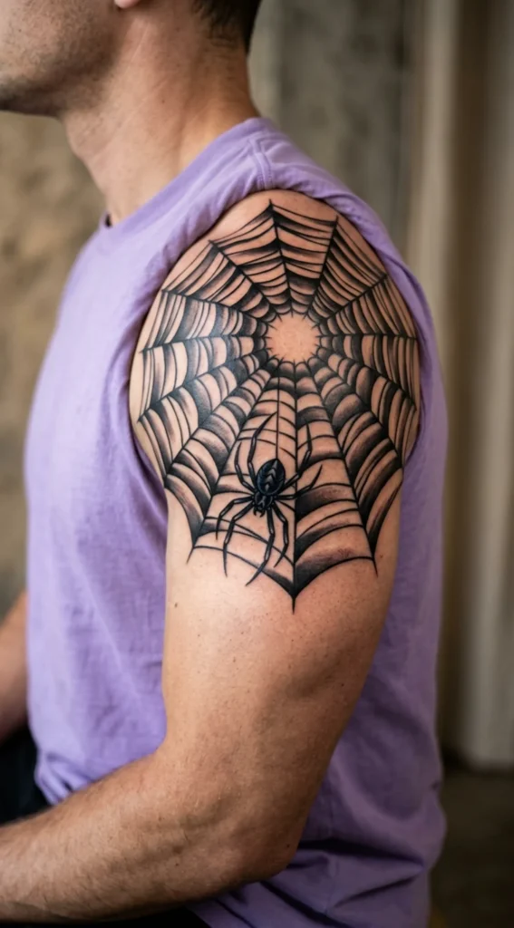 Spider Web Shoulder Piece With Bold Shading