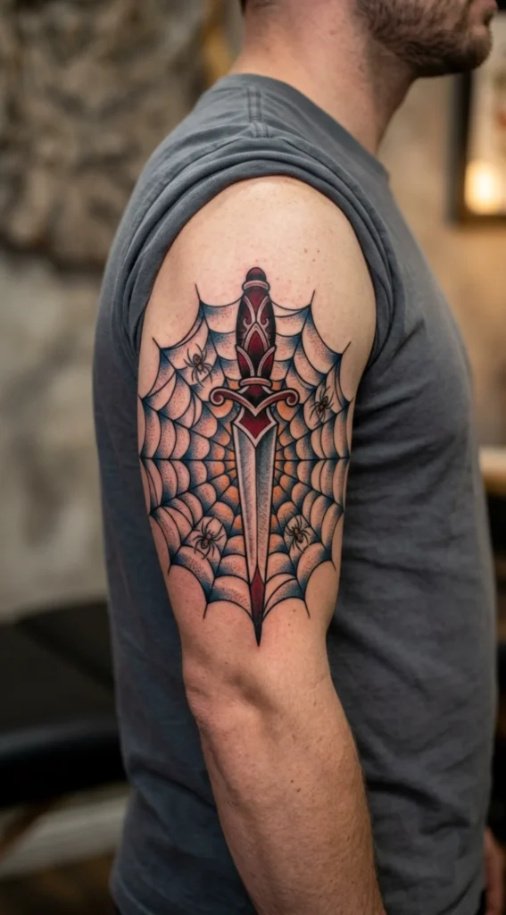Spider Web With Dagger Centerpiece