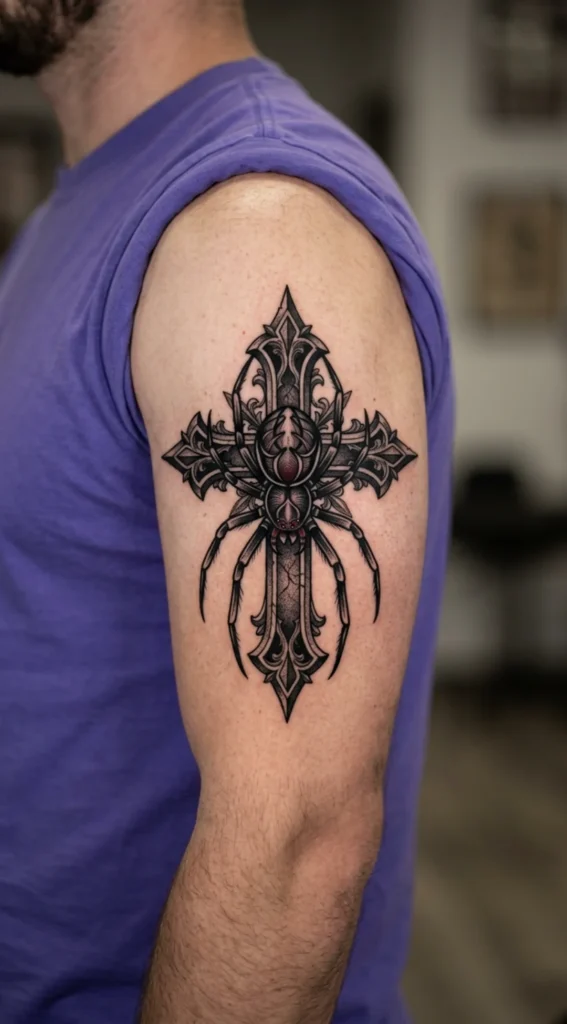 Spider With Gothic Cross