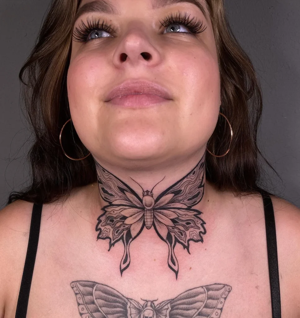 Symmetrical Illustrative Butterfly Throat Piece