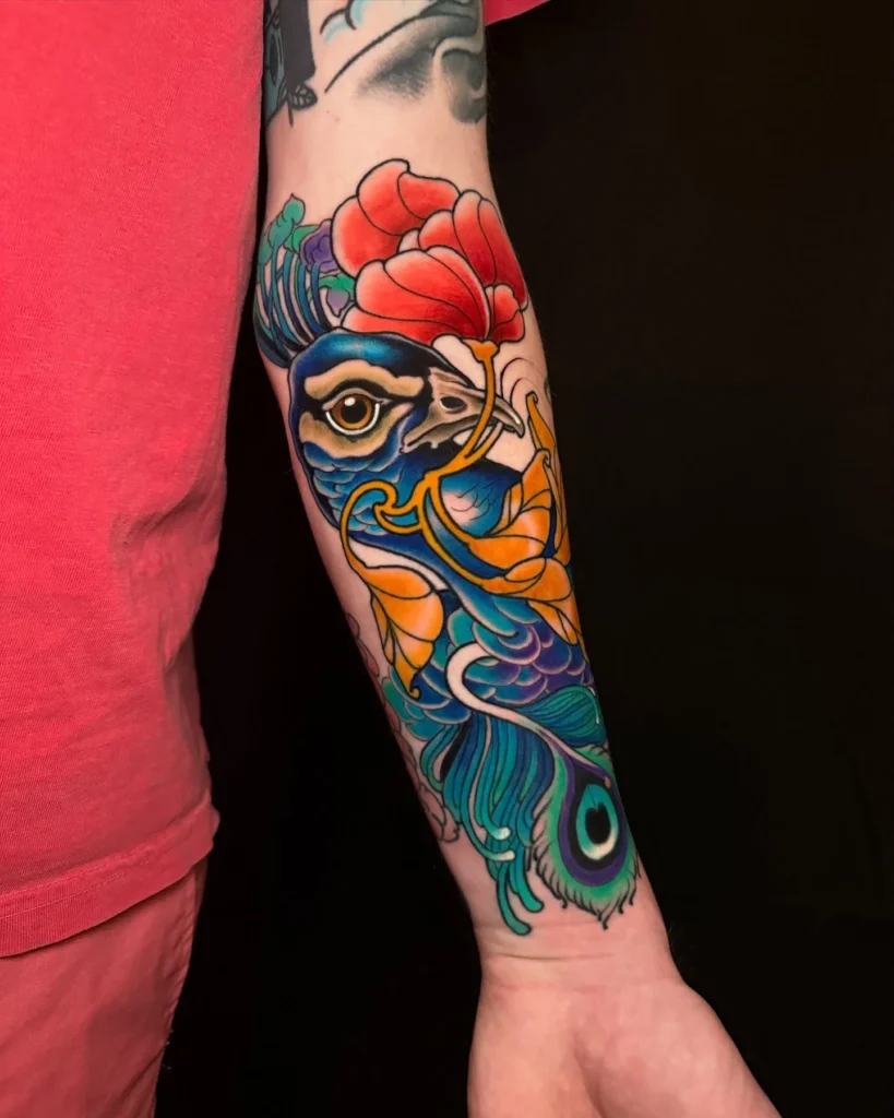 Vibrant Peacock and Floral Flow