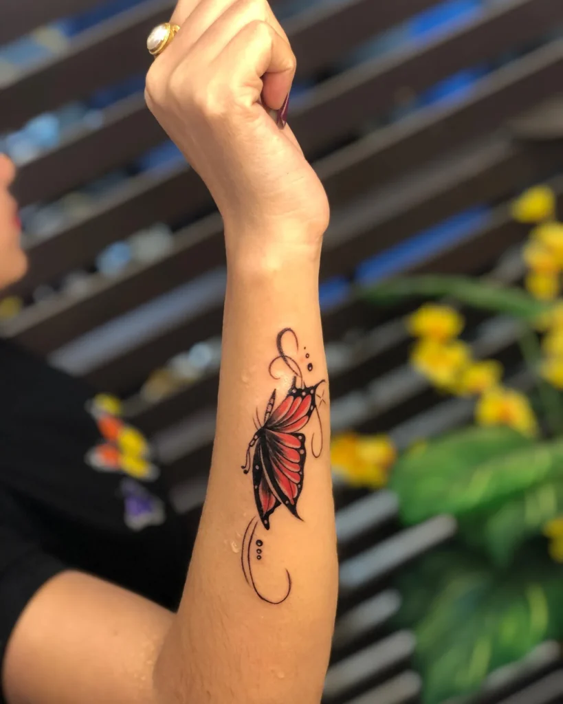 Vibrant Red Filigree Butterfly