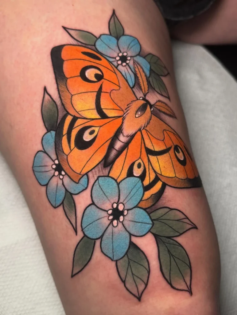 Vibrant Saturated Moth and Floral