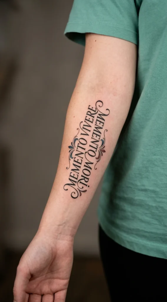Ambigram Latin Phrase Tattoo