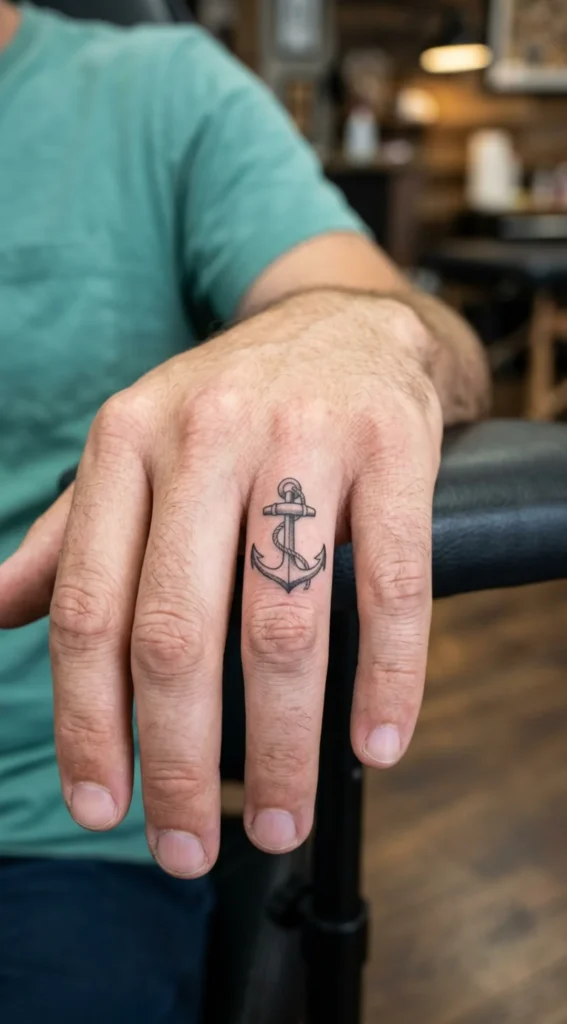 Anchor Finger Tattoo