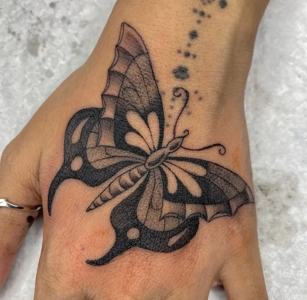 Blackwork Butterfly with Stippled Shading