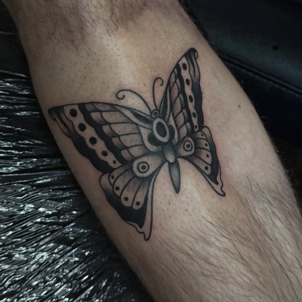 Bold Neo Traditional Blackwork Butterfly