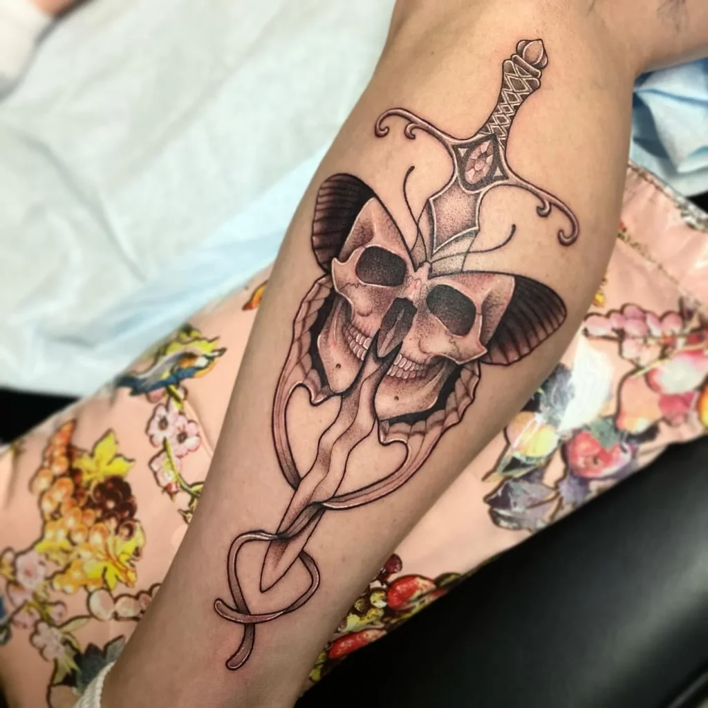 Bold Skull Butterfly and Dagger