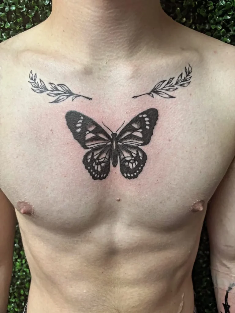 Bold Symmetrical Chest Piece Butterfly