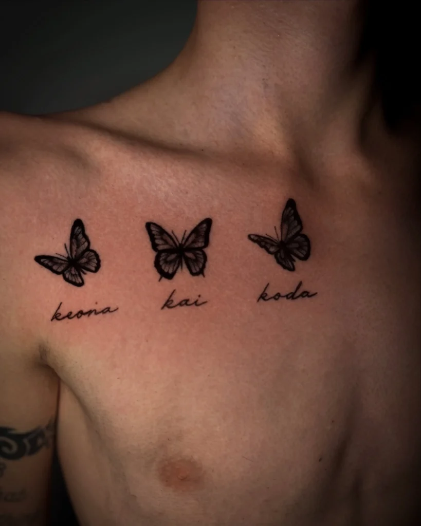 Butterfly Trio with Name Script