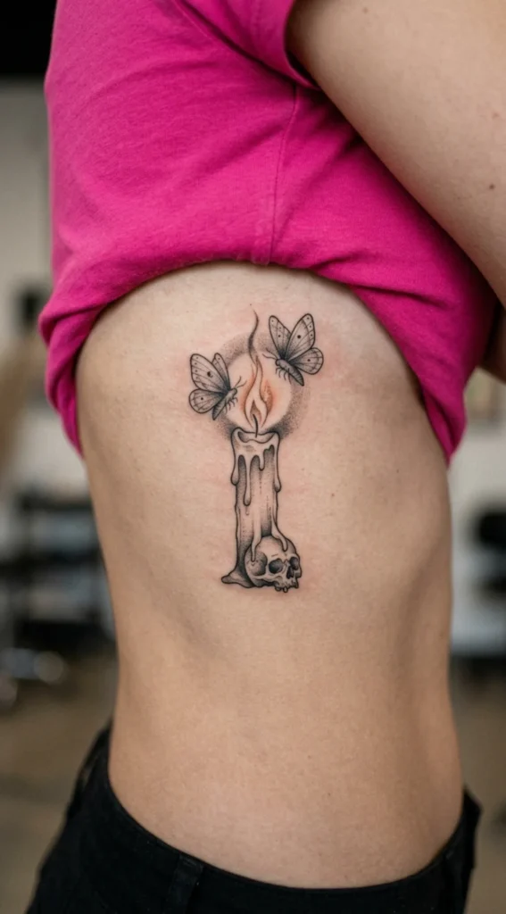 Candle and Moth in Memento Mori
