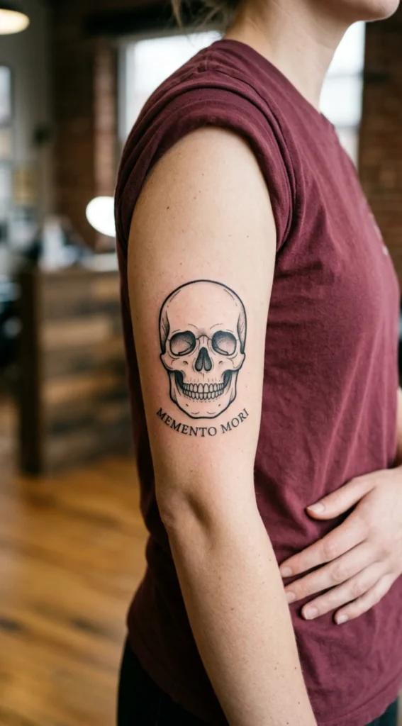 Classic Skull Memento Mori Tattoo