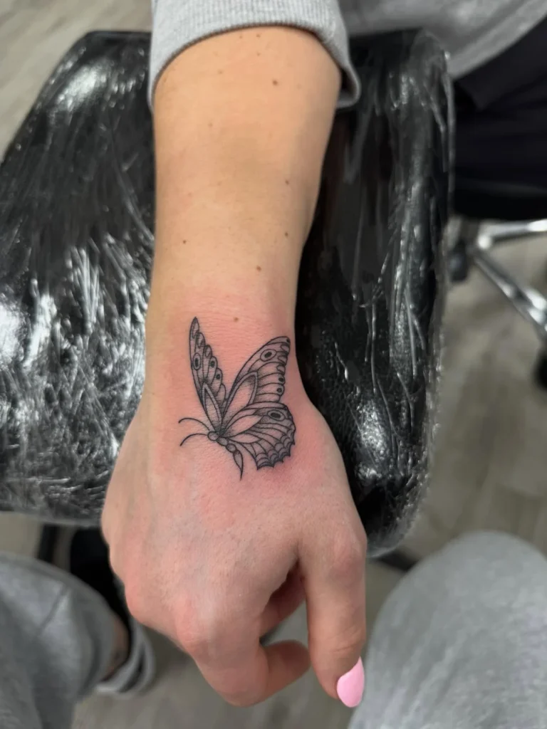 Delicate Fine Line Side Profile Butterfly