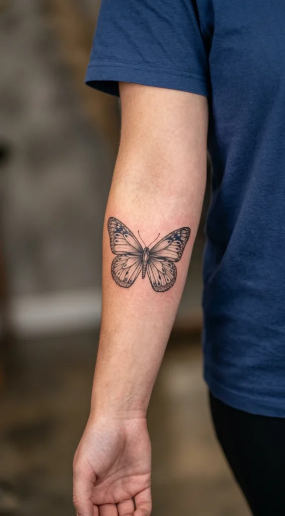 Detailed Wing Stencil Butterfly