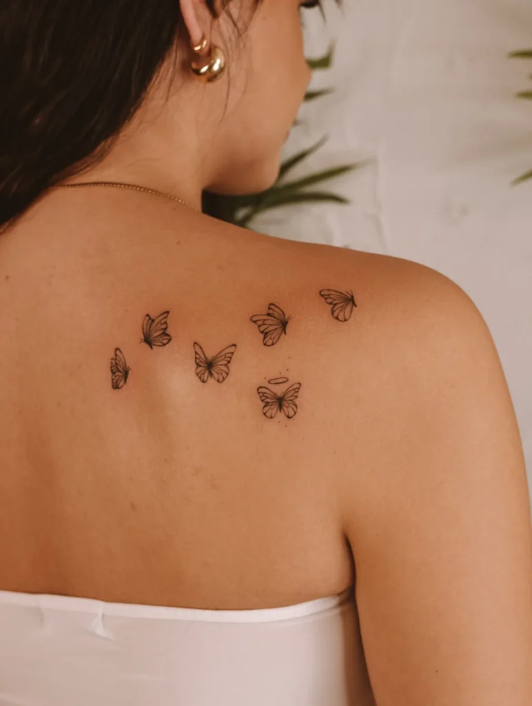 Fine Line Butterfly Cluster on Shoulder
