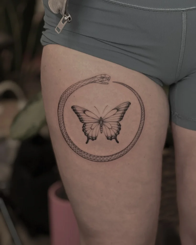 Fine Line Ouroboros and Central Butterfly