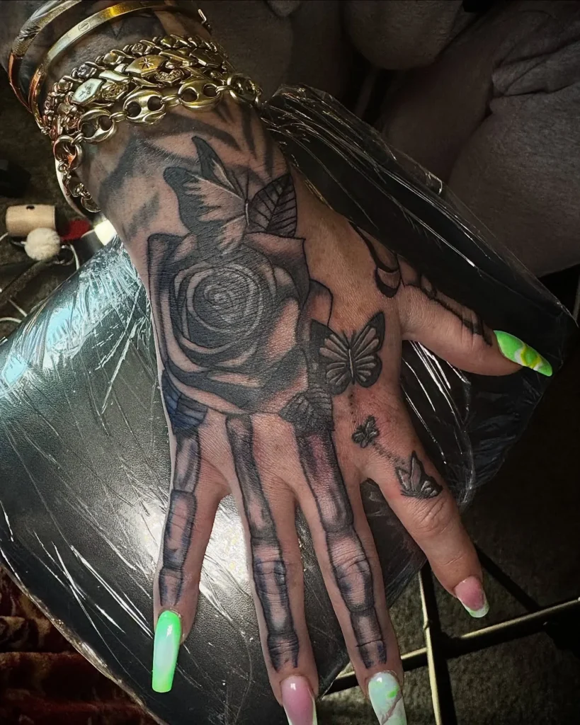 Gothic Rose and Skeleton Hand Realism