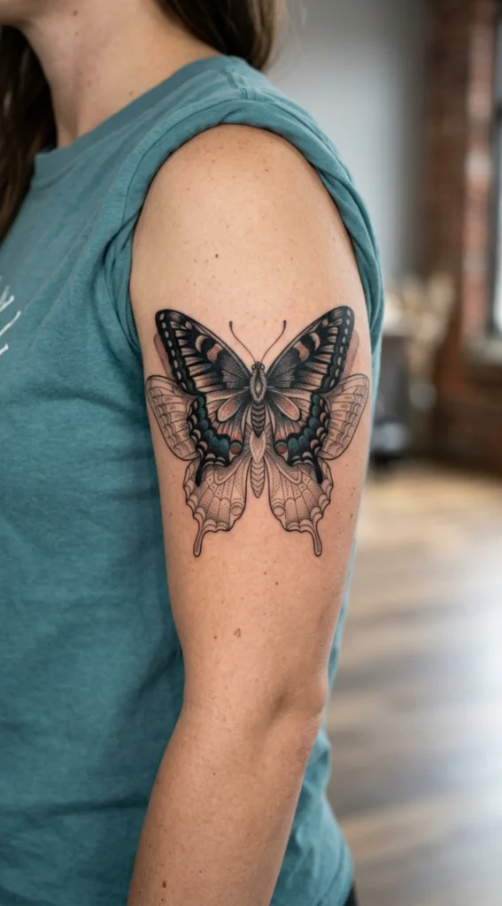 Layered Wing Stencil Butterfly