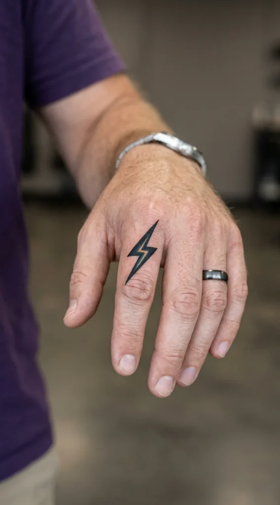 Lightning Bolt Finger Tattoo