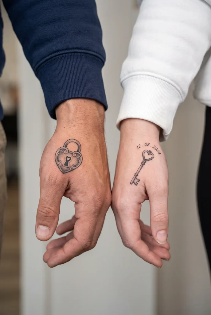 Lock and Key Hand Tattoos