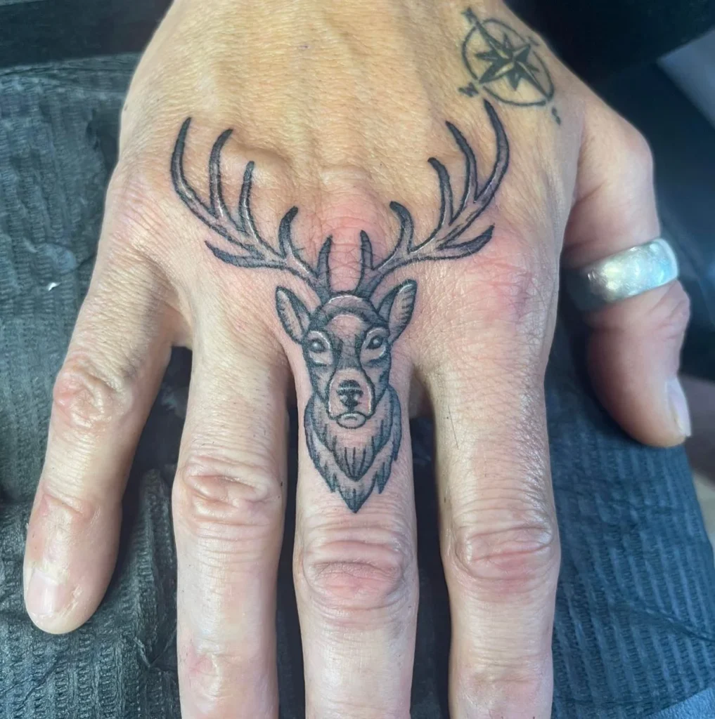 Majestic Stag Head on Finger