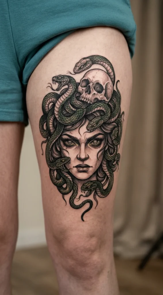 Medusa with Memento Mori Symbolism Tattoo